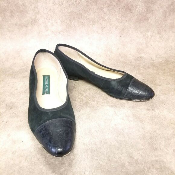 Naturalizer Womens  825N13 Size 8.5 Black  Slip On Cap Toe Flats - Picture 5 of 10